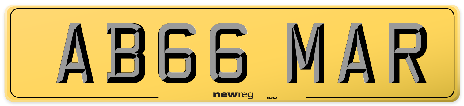 AB66 MAR Rear Number Plate
