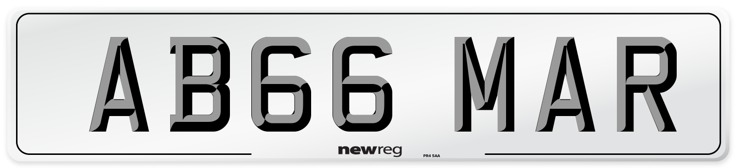 AB66 MAR Front Number Plate