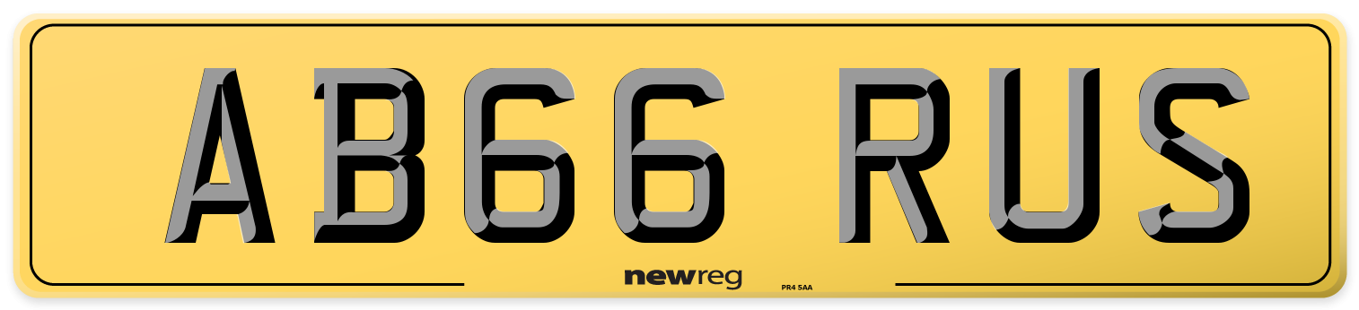 AB66 RUS Rear Number Plate
