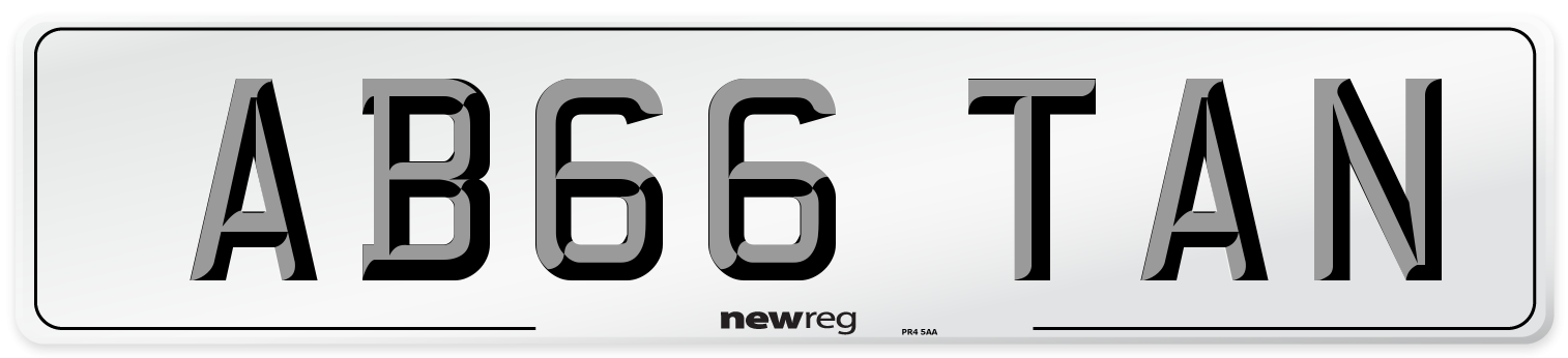 AB66 TAN Front Number Plate