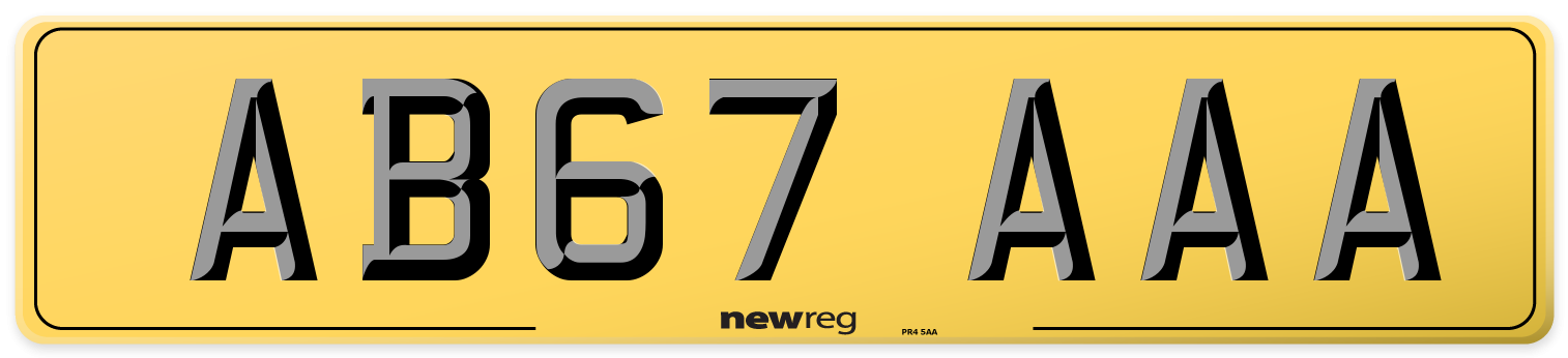 AB67 AAA Rear Number Plate