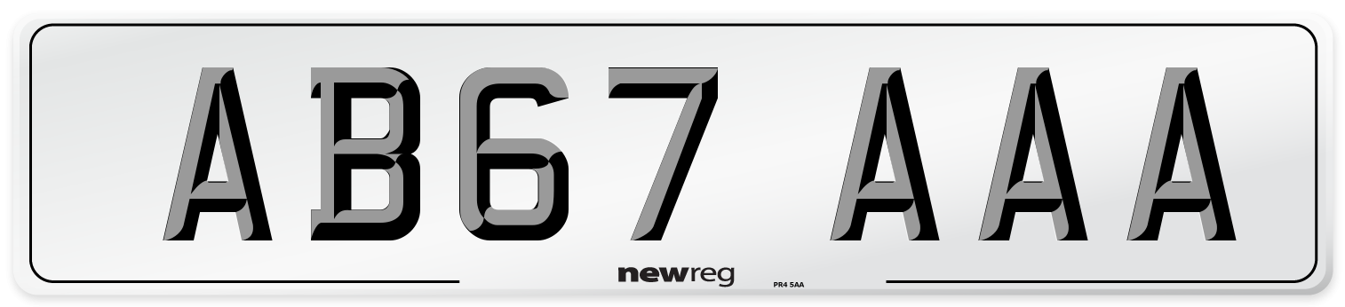 AB67 AAA Front Number Plate