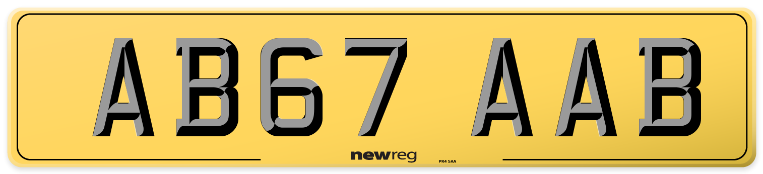 AB67 AAB Rear Number Plate