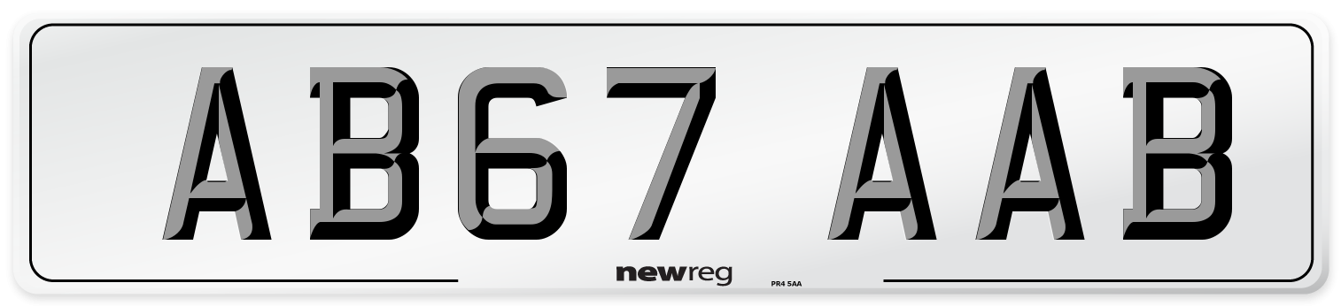 AB67 AAB Front Number Plate