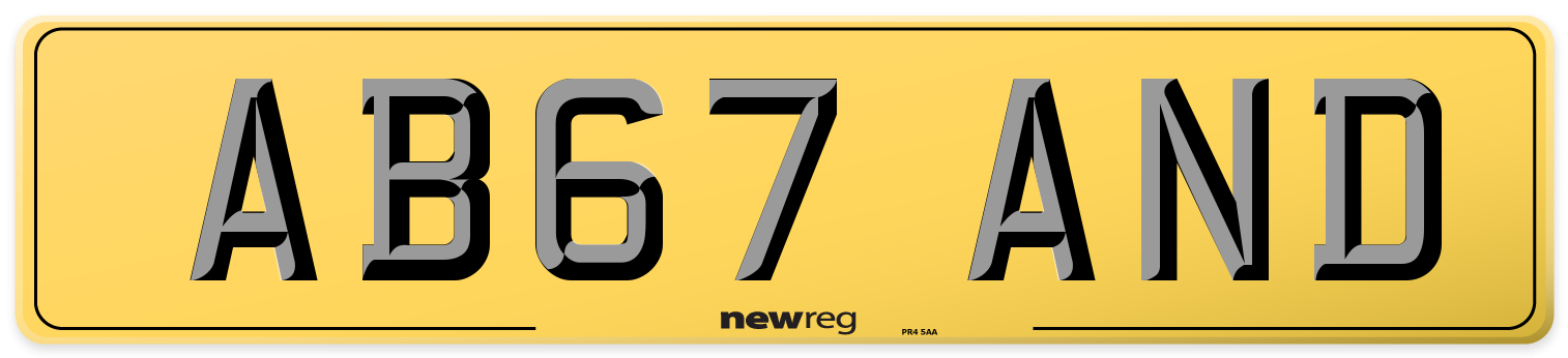AB67 AND Rear Number Plate