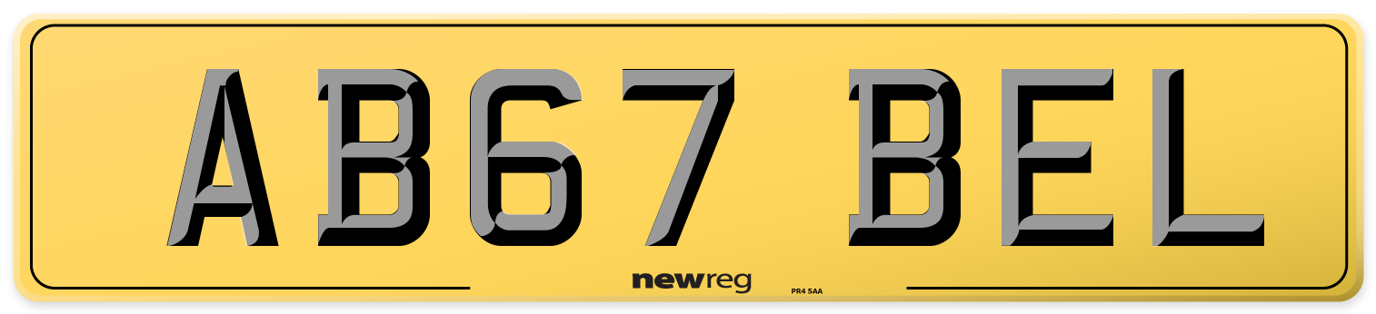 AB67 BEL Rear Number Plate