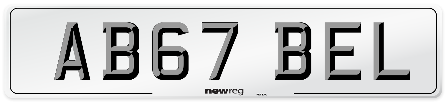 AB67 BEL Front Number Plate