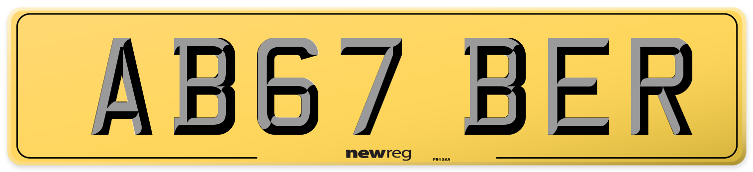 AB67 BER Rear Number Plate
