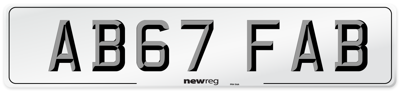 AB67 FAB Front Number Plate