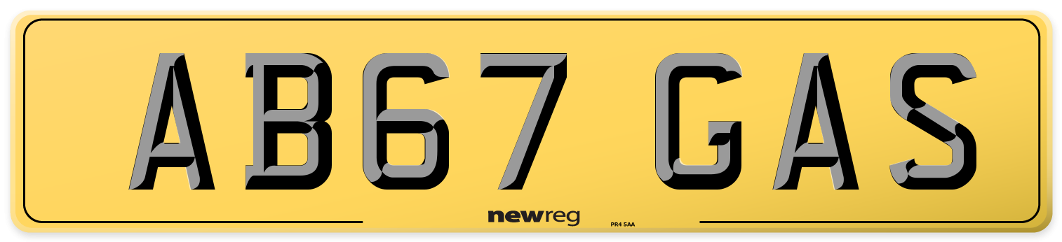 AB67 GAS Rear Number Plate