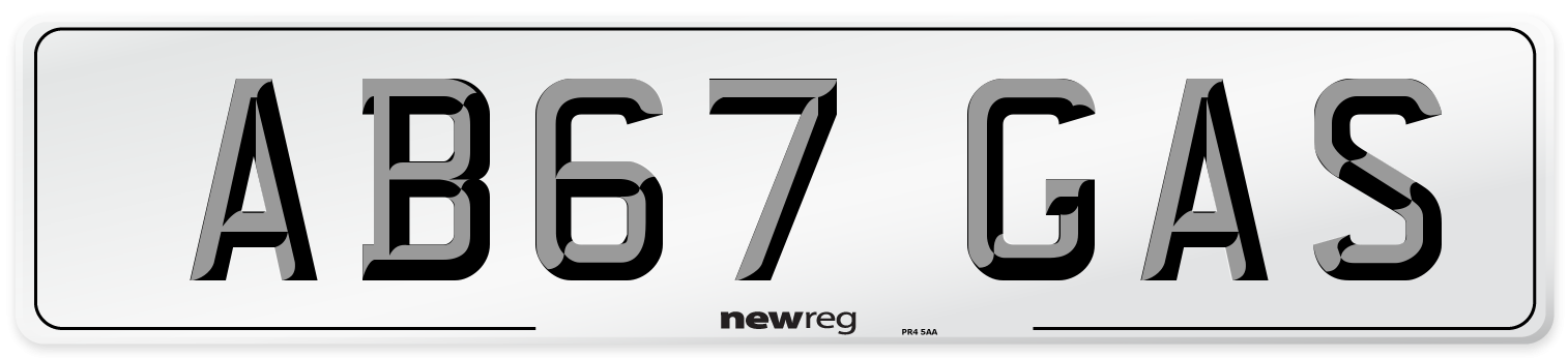 AB67 GAS Front Number Plate