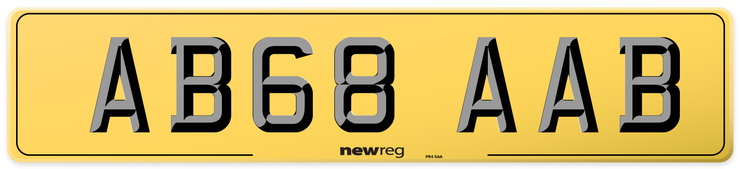 AB68 AAB Rear Number Plate