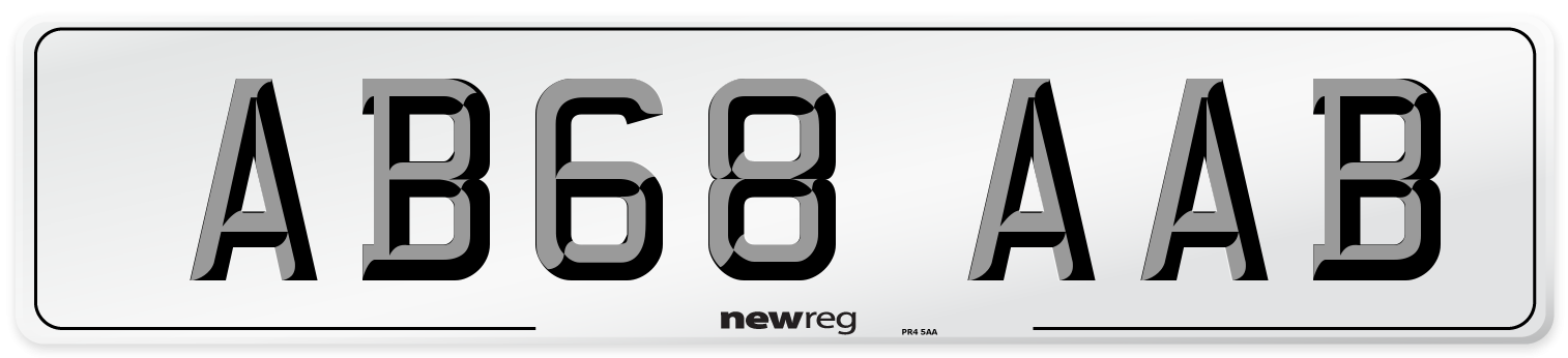 AB68 AAB Front Number Plate
