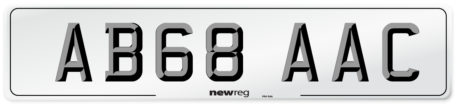 AB68 AAC Front Number Plate
