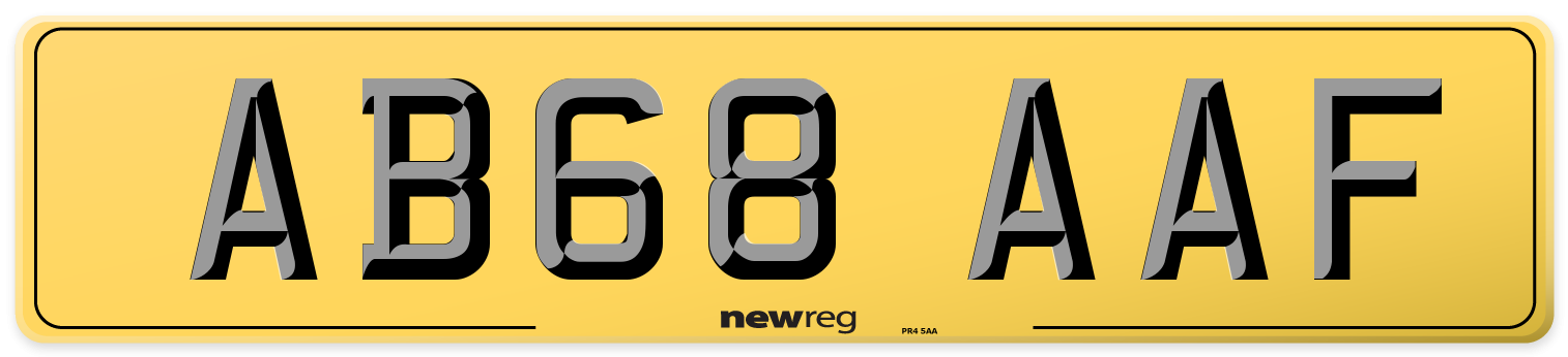 AB68 AAF Rear Number Plate