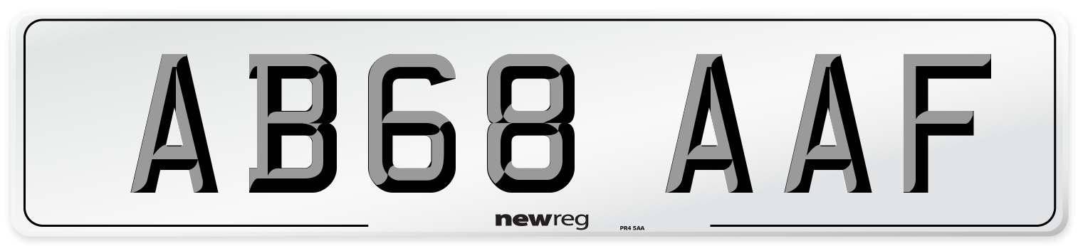 AB68 AAF Front Number Plate