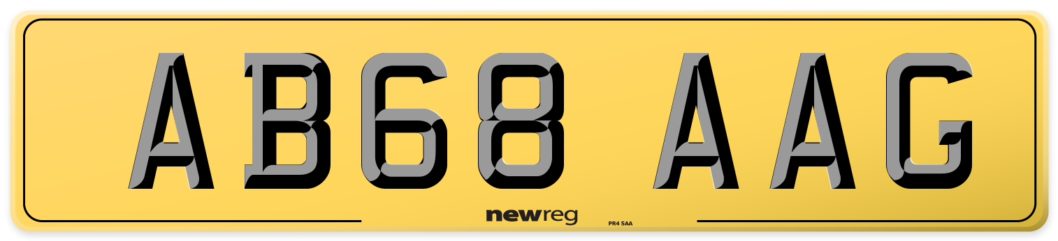 AB68 AAG Rear Number Plate