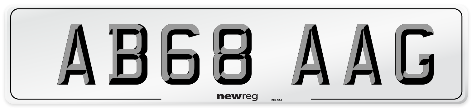 AB68 AAG Front Number Plate