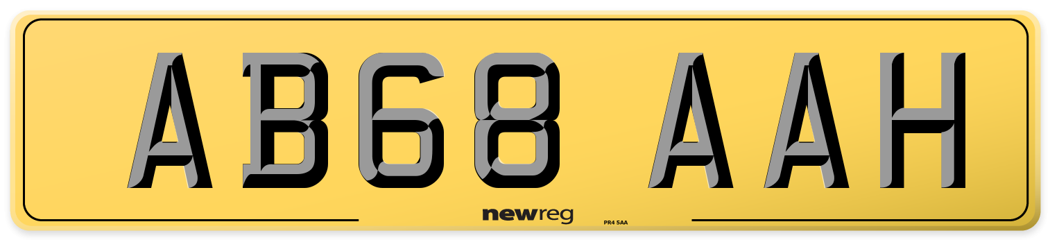 AB68 AAH Rear Number Plate