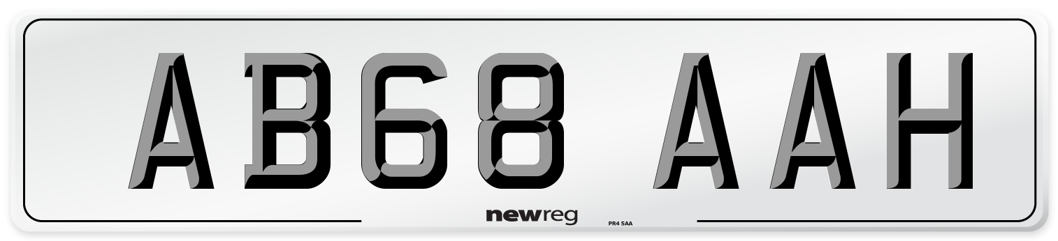 AB68 AAH Front Number Plate