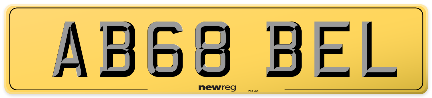 AB68 BEL Rear Number Plate