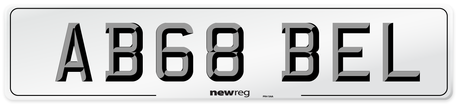AB68 BEL Front Number Plate