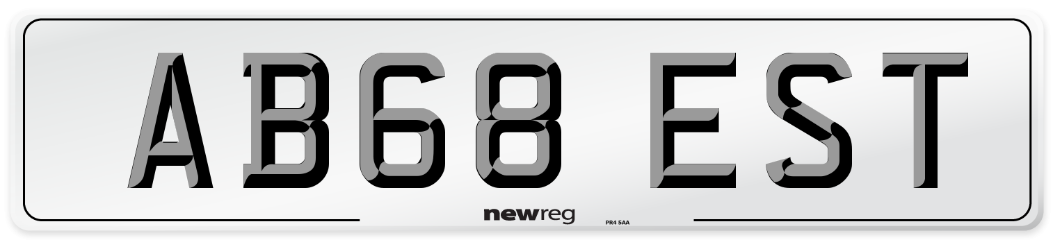 AB68 EST Front Number Plate