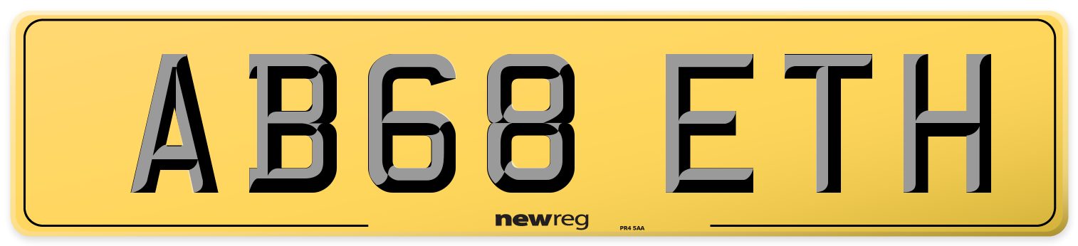 AB68 ETH Rear Number Plate