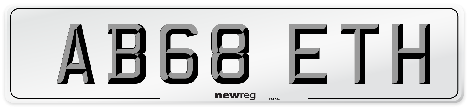 AB68 ETH Front Number Plate