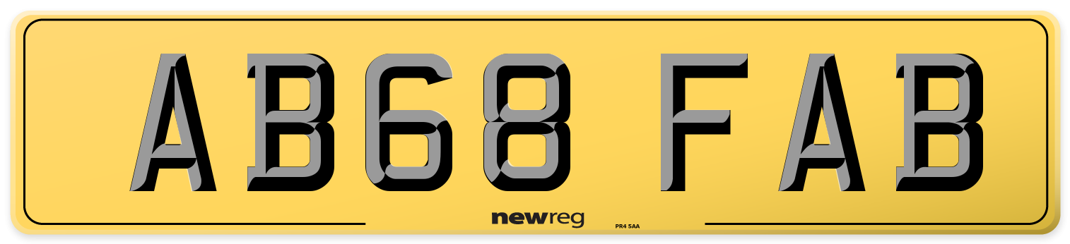 AB68 FAB Rear Number Plate