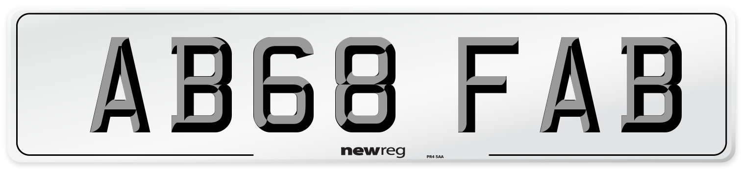 AB68 FAB Front Number Plate