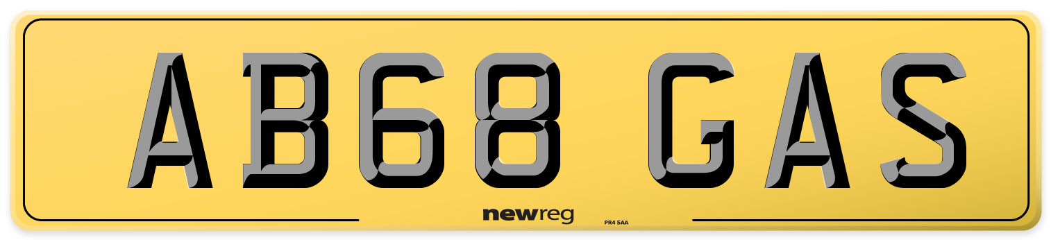 AB68 GAS Rear Number Plate