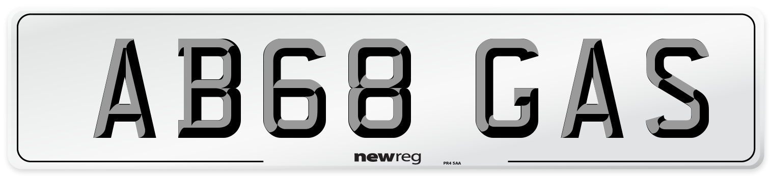 AB68 GAS Front Number Plate
