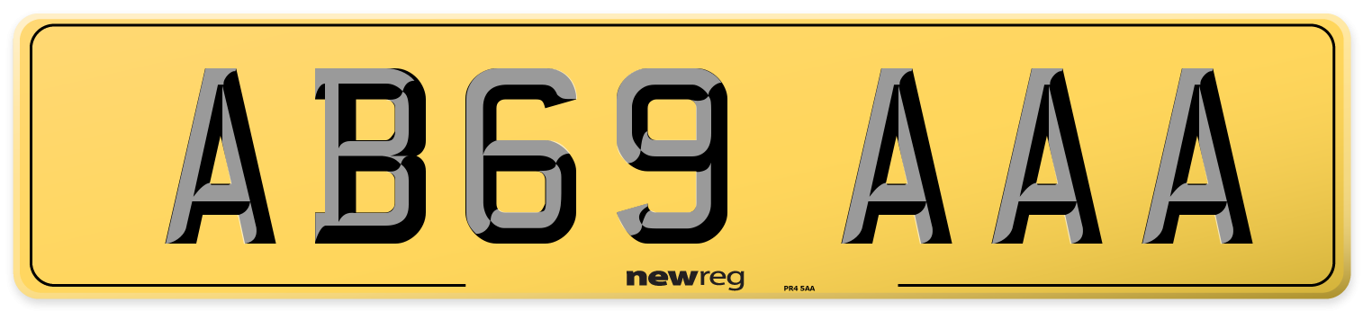 AB69 AAA Rear Number Plate