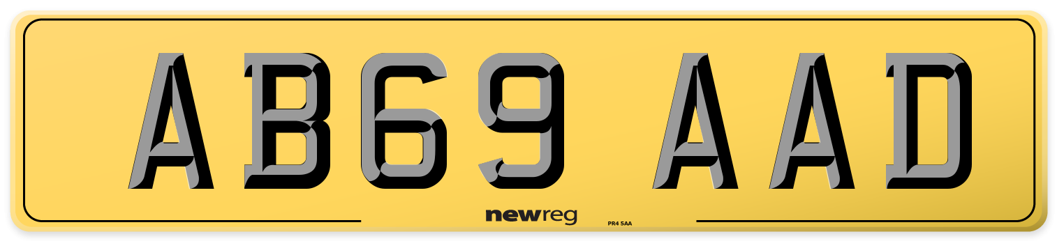 AB69 AAD Rear Number Plate