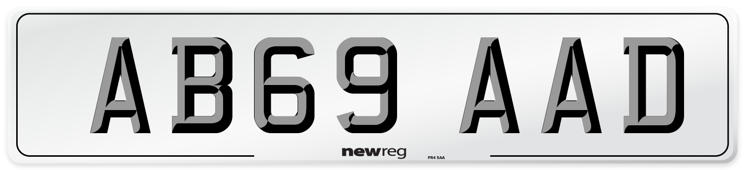 AB69 AAD Front Number Plate