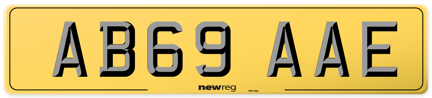 AB69 AAE Rear Number Plate