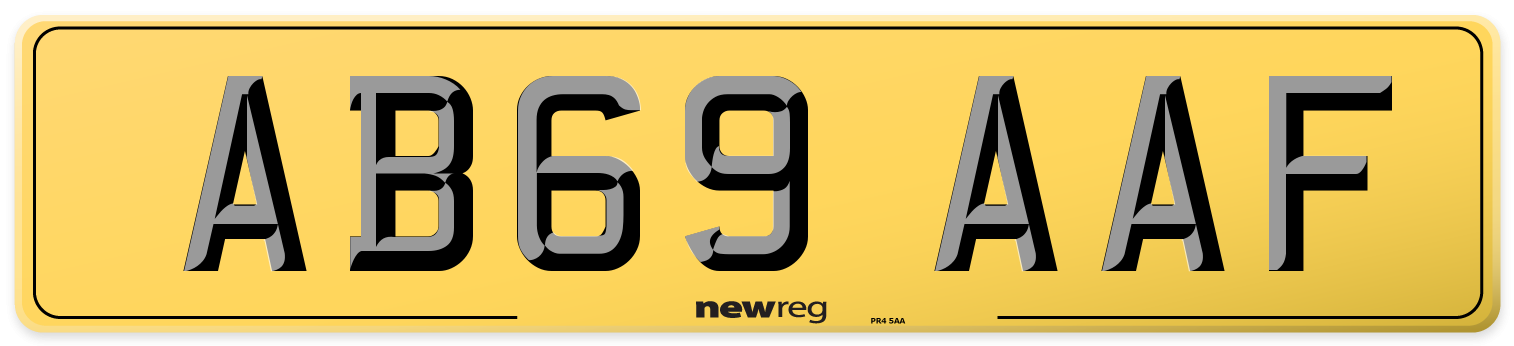 AB69 AAF Rear Number Plate