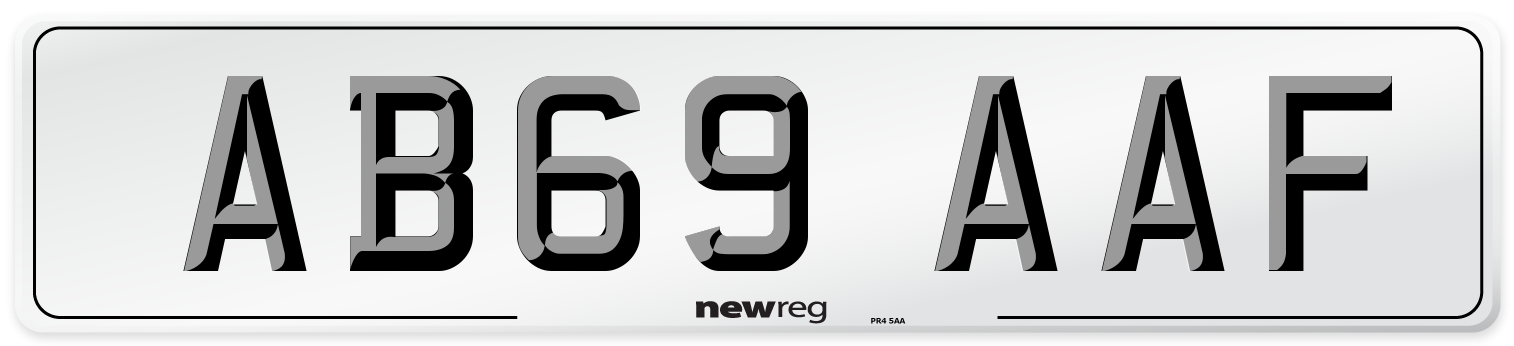 AB69 AAF Front Number Plate
