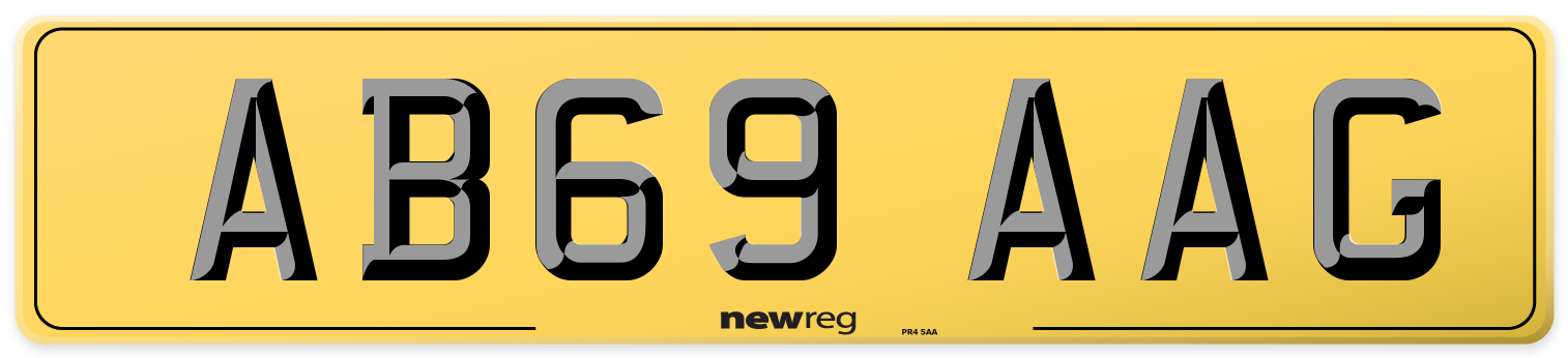 AB69 AAG Rear Number Plate
