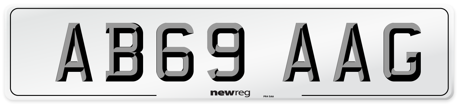 AB69 AAG Front Number Plate