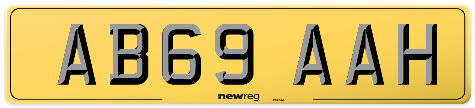AB69 AAH Rear Number Plate