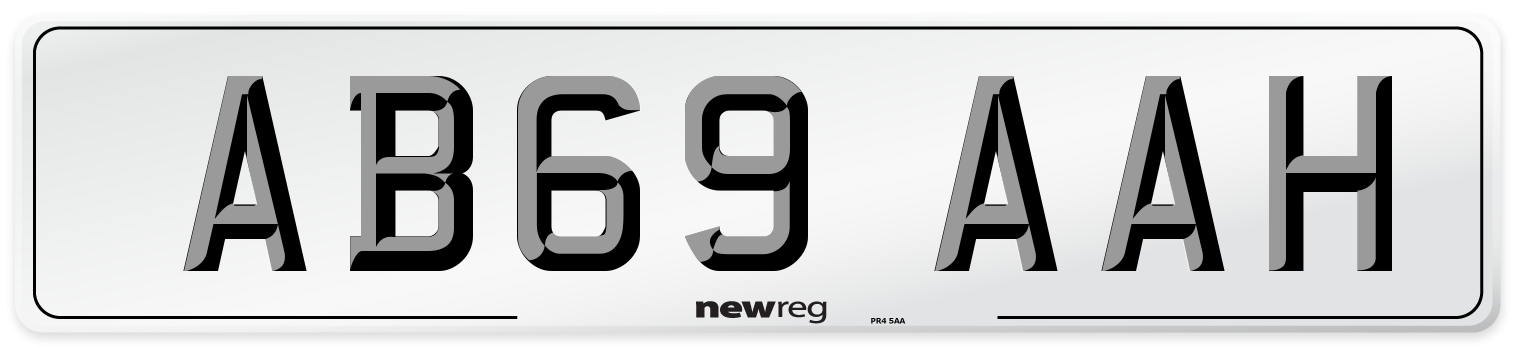 AB69 AAH Front Number Plate