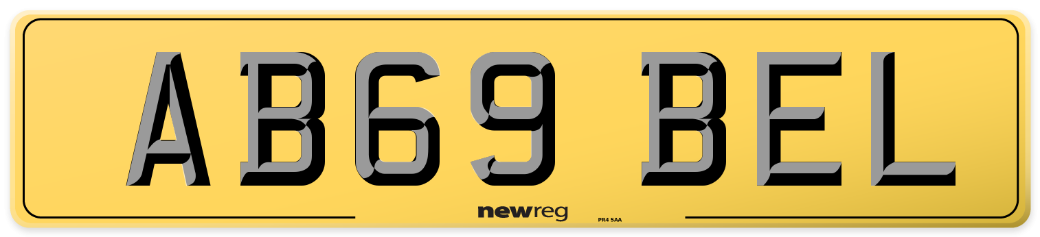 AB69 BEL Rear Number Plate