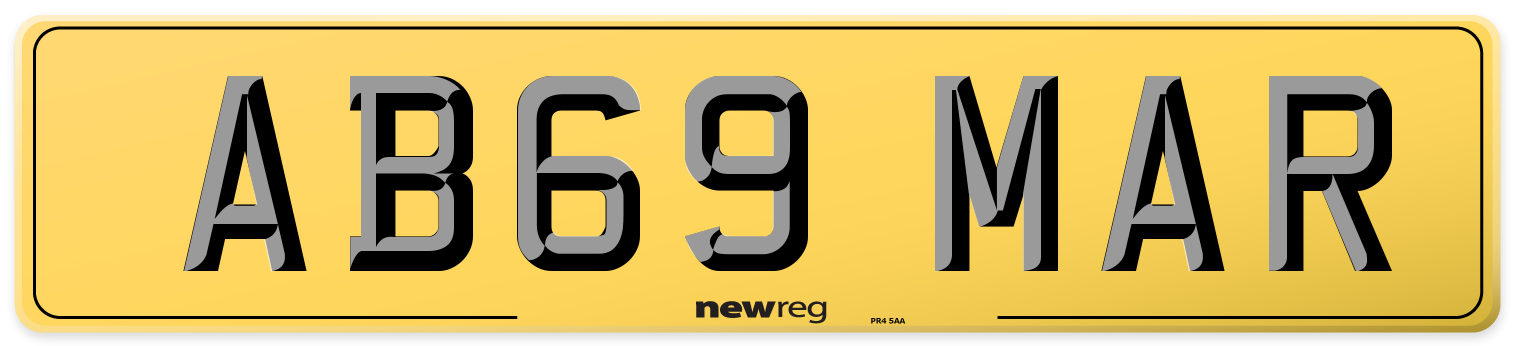 AB69 MAR Rear Number Plate