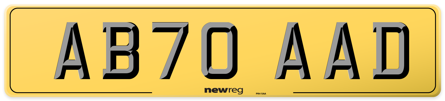 AB70 AAD Rear Number Plate