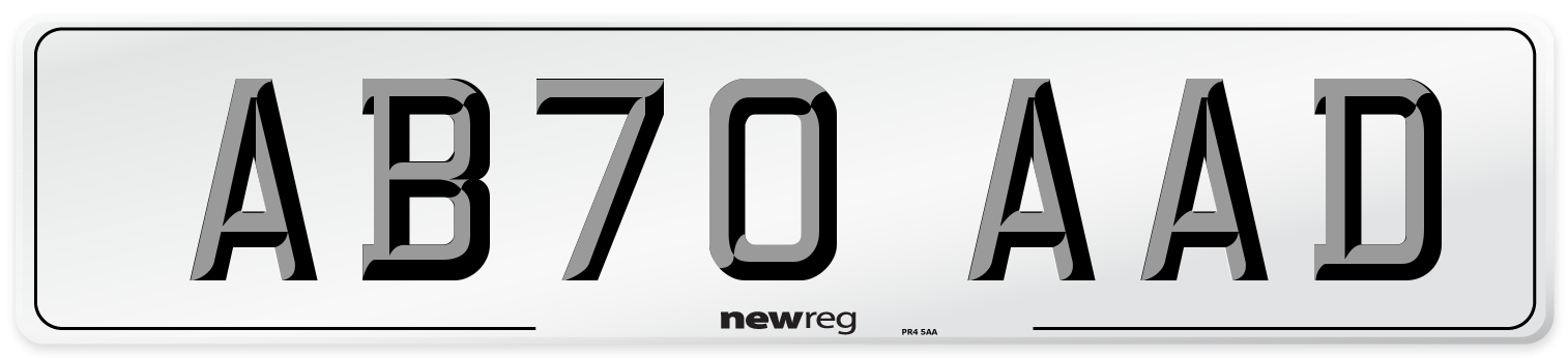 AB70 AAD Front Number Plate
