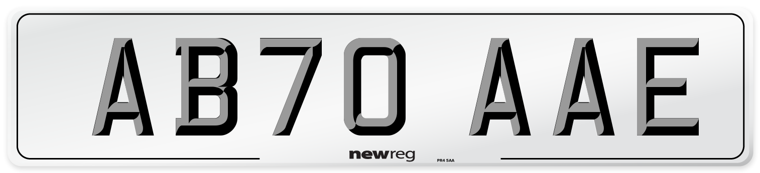 AB70 AAE Front Number Plate