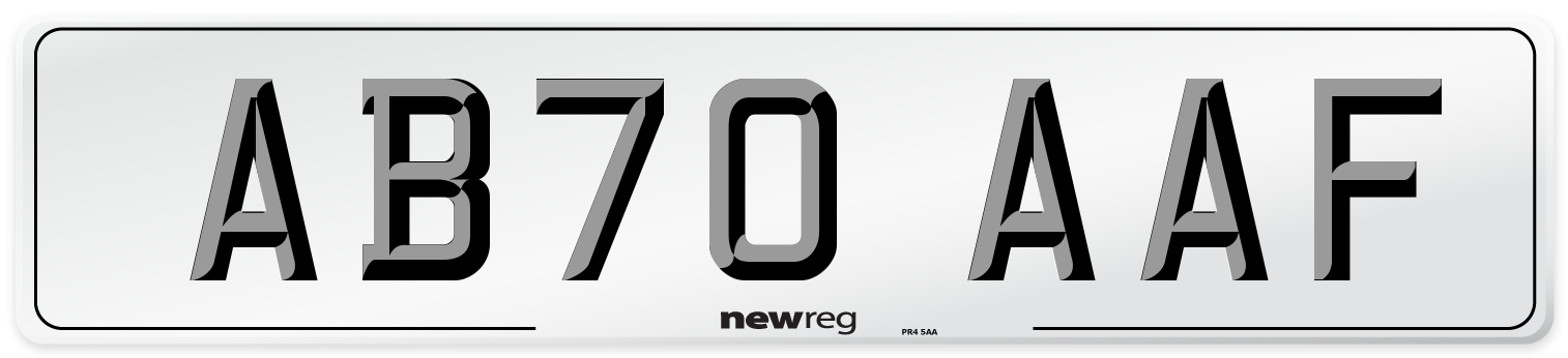 AB70 AAF Front Number Plate