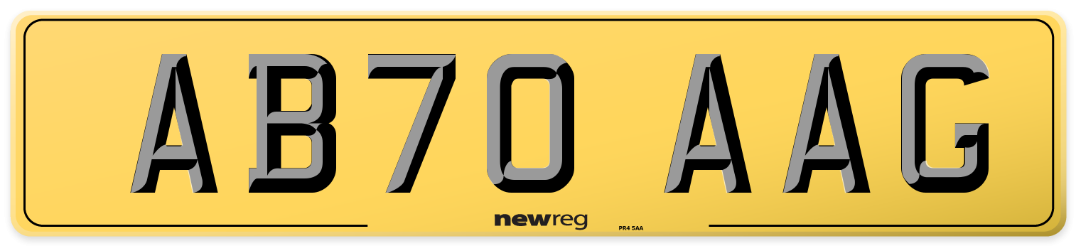 AB70 AAG Rear Number Plate